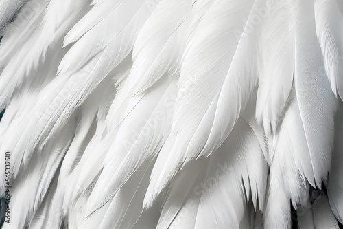 White Swan Feathers Background, Goose Plume Pattern, Generative Ai Illustration © artemstepanov