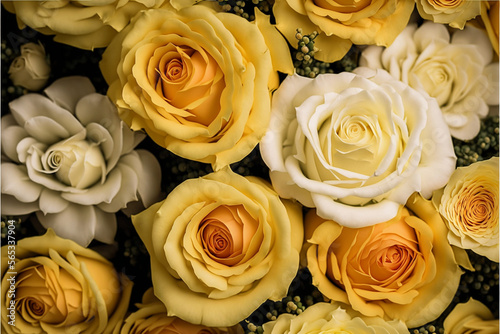 Bright and Cheerful Yellow and White Rose Background