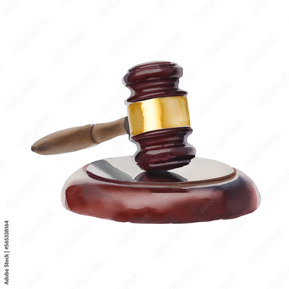 judge hammer digital drawing with watercolor style illustration