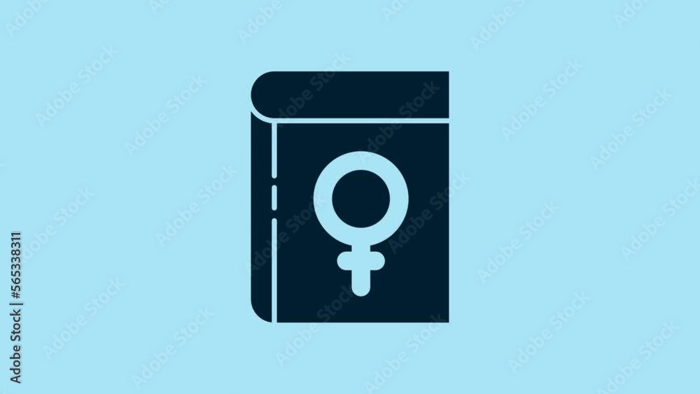 Blue Book about women icon isolated on blue background. 8 March. International Happy Women Day. 4K Video motion graphic animation Blue Book about women icon isolated on blue background. 8 March. International Happy Women Day. 4K Video motion graphic animation