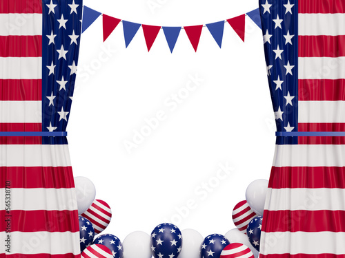 Fototapeta Naklejka Na Ścianę i Meble -  Usa presidents day background with flag and balloons cutout