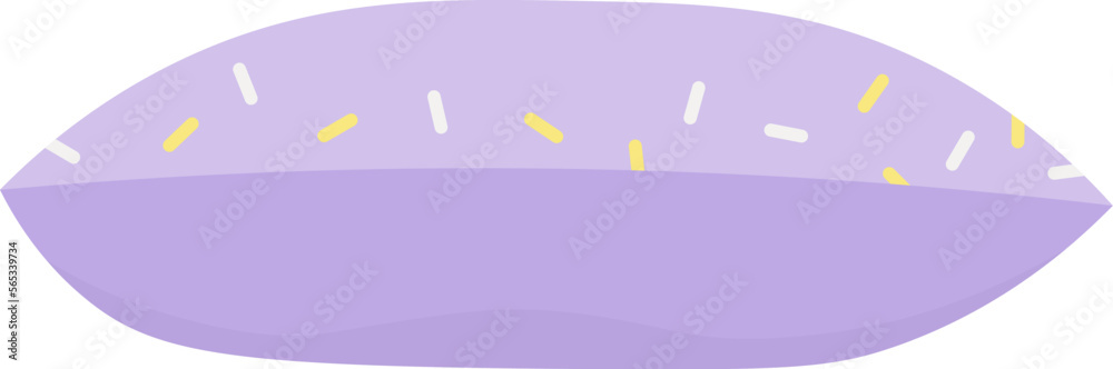 Decorative purple pillow flat icon Soft bedroom element for sleep
