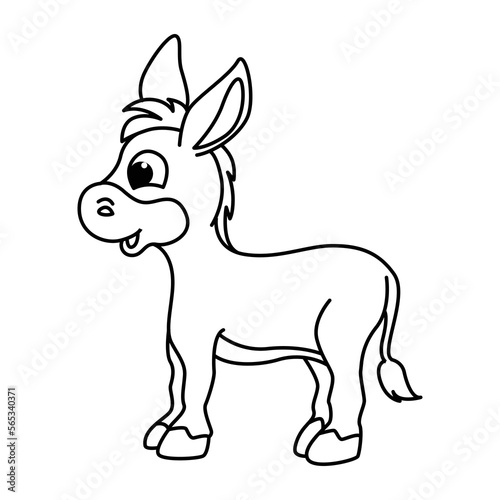 Funny donkey cartoon coloring page