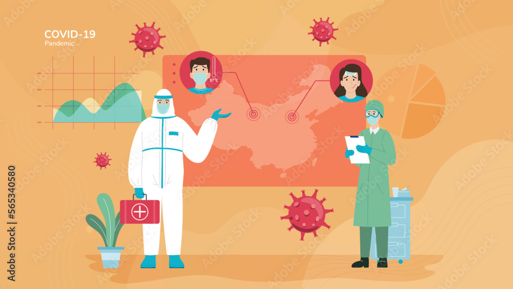 Pandemic Covid 19 Virus Data in China Concept Illustration Pandemic Covid 19 Virus Data in China Concept Illustration