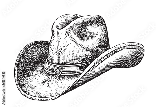 Cowboy hat sketch hand drawn in doodle style Vector illustration