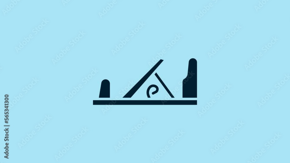 Blue Wood plane tool for woodworker hand crafted icon isolated on blue background. Jointer plane. 4K Video motion graphic animation Blue Wood plane tool for woodworker hand crafted icon isolated on blue background. Jointer plane. 4K Video motion graphic animation