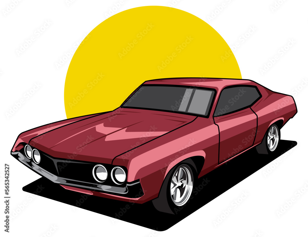 classic vehicle illustration vector design of muscle car modification