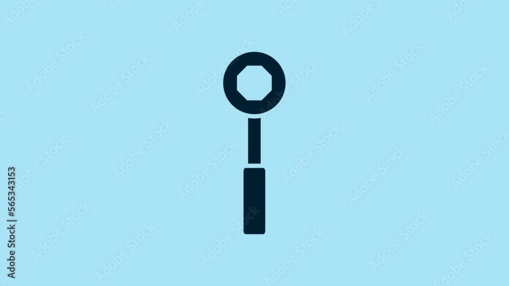 Blue Wrench spanner icon isolated on blue background. 4K Video motion graphic animation Blue Wrench spanner icon isolated on blue background. 4K Video motion graphic animation