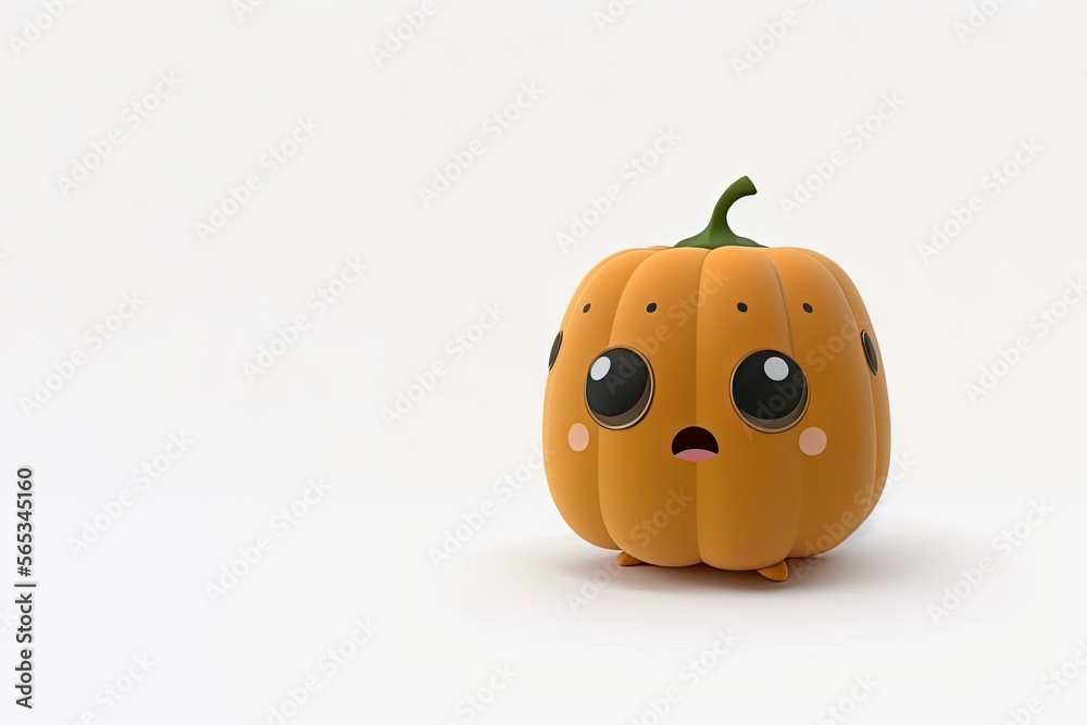 Cute Kawaii Pumpkin. Vector mascot illustration pumpkin smiling isolated on white background. Funny and happy pumpkin emoticon. Generative AI Cute Kawaii Pumpkin. Vector mascot illustration pumpkin smiling isolated on white background. Funny and happy pumpkin emoticon. Generative AI