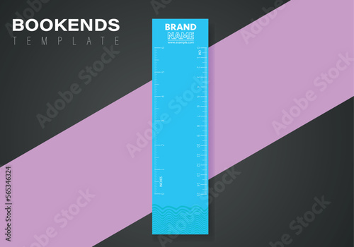 Vertical vector bookmarks design template with ruller and logo space. Inch and cm ruller on bookmarks design template.