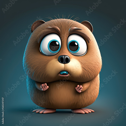 Cute beaver cartoon character created using generative AI tools
