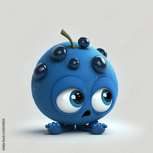 Cute blueberry cartoon character created using generative AI tools