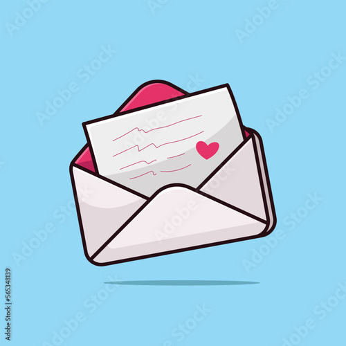 Cartoon open envelope love message vector illustration