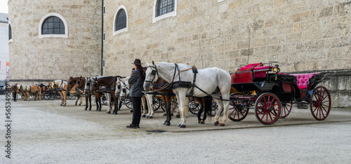 Carriages waiting for tourists