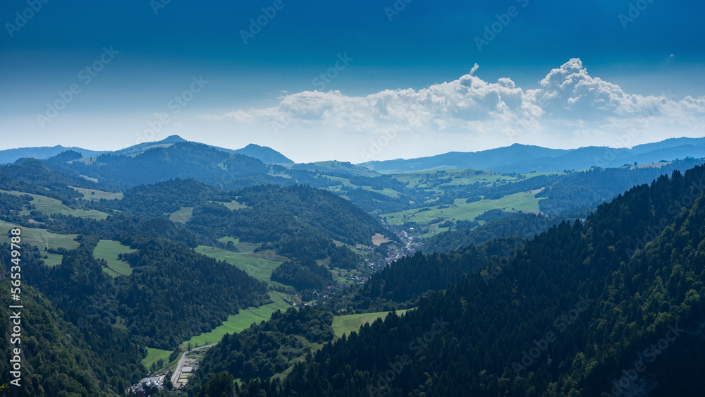 Mountain view from Sokolnica in pieniny mountain in Poland