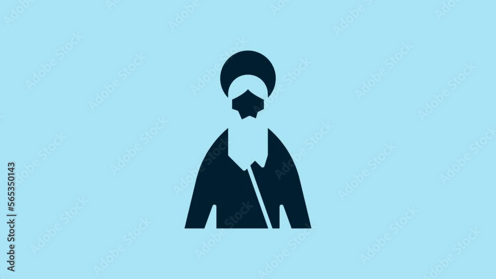 Blue Jesus Christ icon isolated on blue background. 4K Video motion graphic animation Blue Jesus Christ icon isolated on blue background. 4K Video motion graphic animation