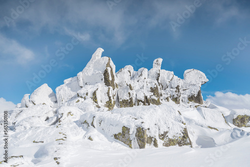 Beautiful Winter Mountain Landscape with Snowy Stones .Vitosha Mountain, Bulgaria 