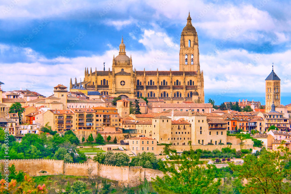 Cityscape View, Segovia UNESCO World Heritage Site, Castile and Leon, Spain, Europe