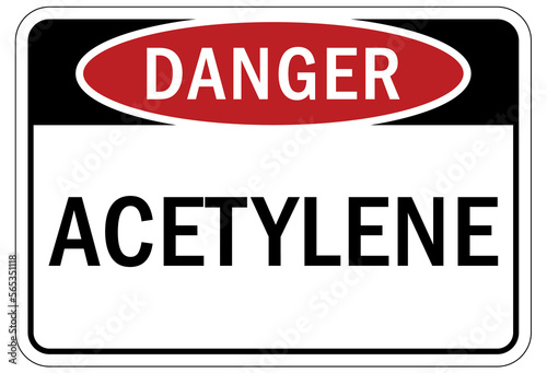 Acetylene warning chemical sign and labels