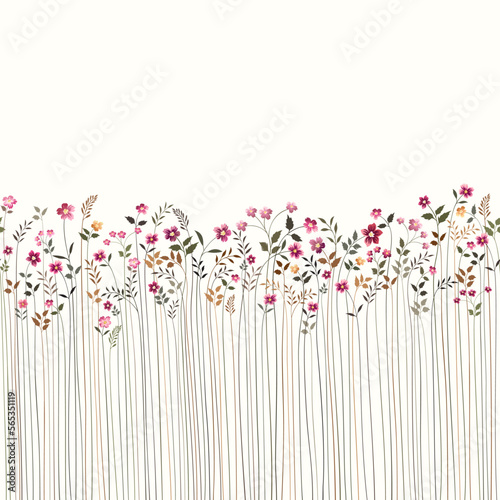 seamless floral border with meadow flowers
