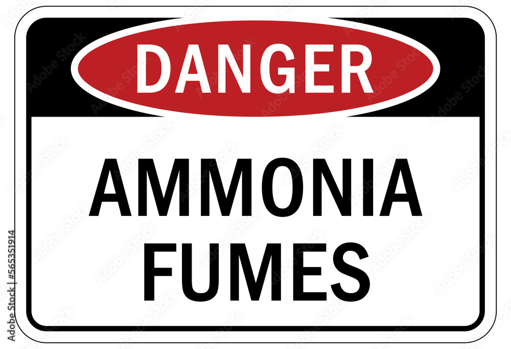 Ammonia warning chemical sign and labels ammonia fumes