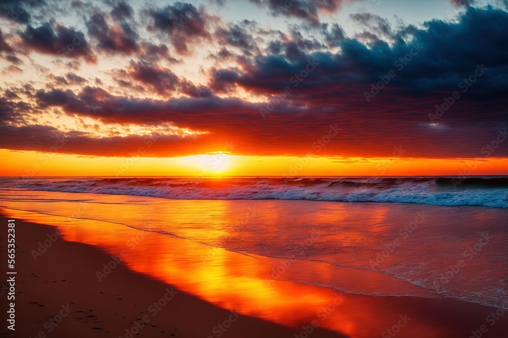Illustration photo of a sunset at the coast