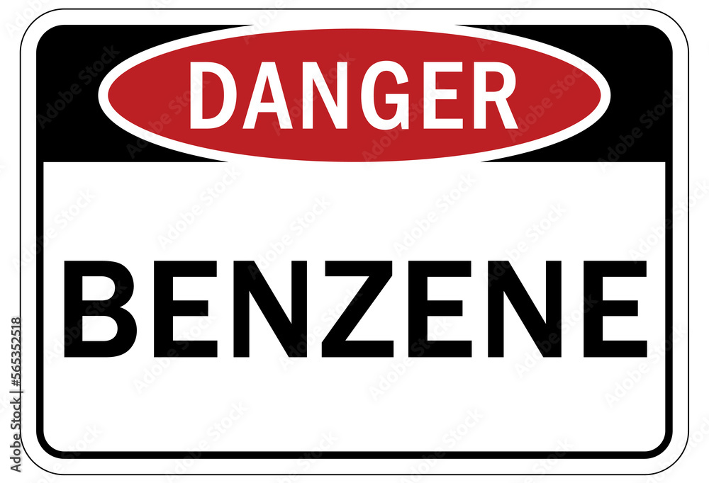 Benzene warning chemical sign and labels Benzene warning chemical sign and labels