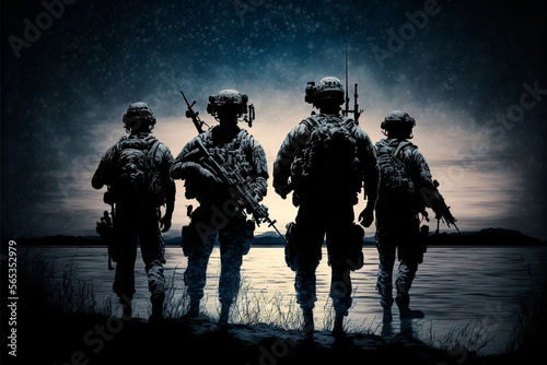 silhouette of a group of soldiers