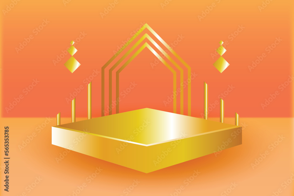 vector graphic of 3d golden podium with shadow suitable for product advertisement, goods background, flyer