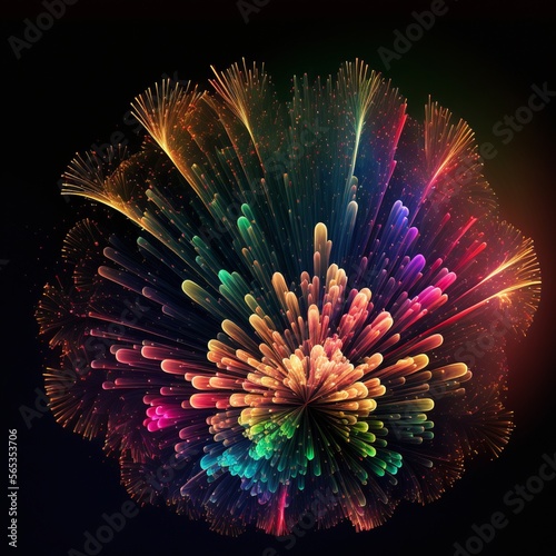 light, star, fireworks, explosion, fractal, color, design, illustration, space, celebration, pattern, wallpaper, fire, art, vector, flower, night, glow, black, bright, blue, purple, Generative, AI,