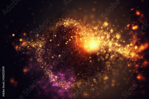 Colorful golden glitter sparkling dust on black background illustration