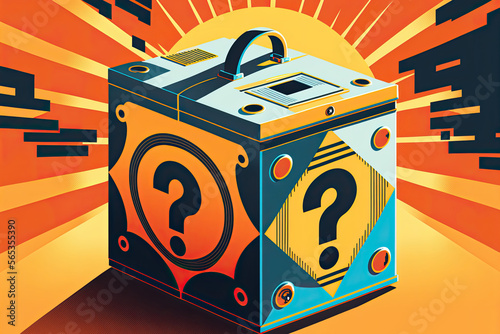 Loot crate illustration of a mystery treasure chest used frequently in video game microtransactions  photo