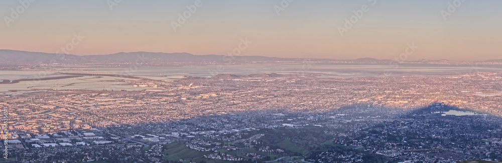 Panorama of San Francisco Bay Area from Mission Peak in the Morning