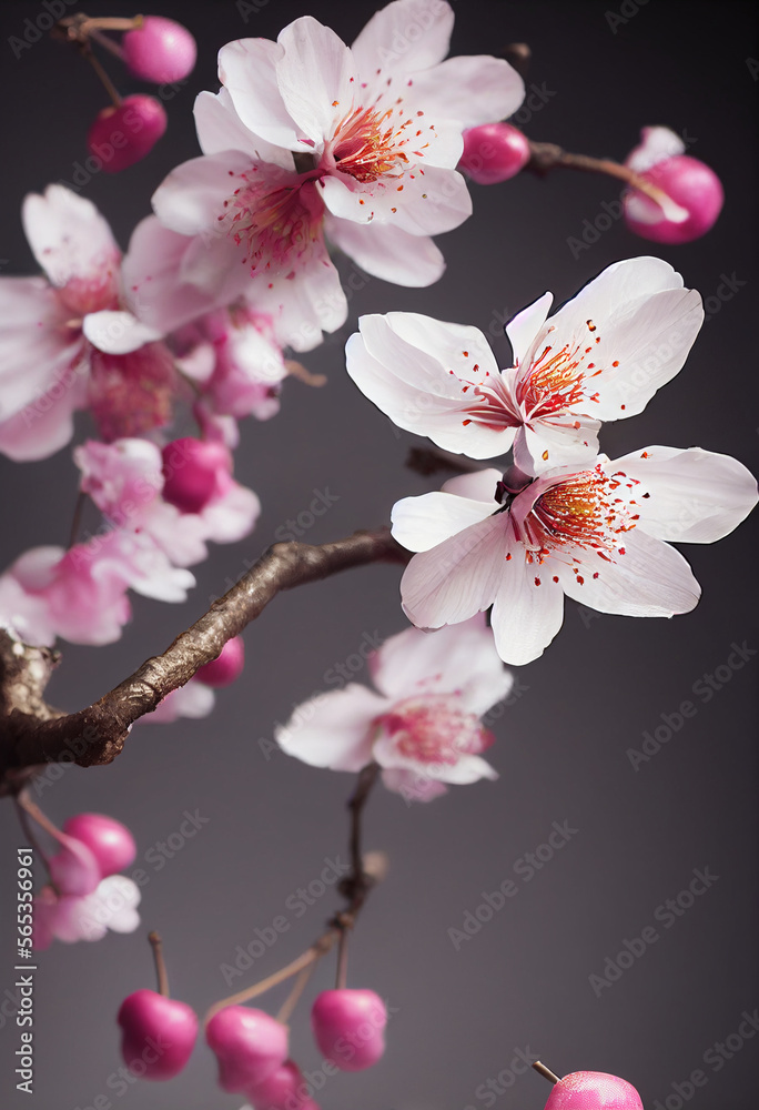 Beautiful Cherry blossom blooming clean minimal background created by generative ai
