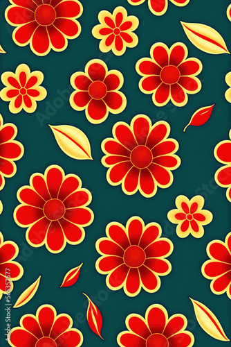 colorful flower collage pattern vintage fabric