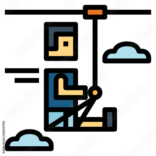 ziplining filled outline icon style