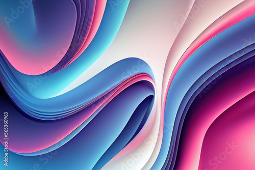 Abstract blue and pink swirl wave background. Flow liquid lines water color painitng effect.