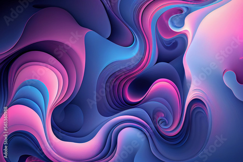 Abstract blue and pink swirl wave background. Flow liquid lines water color painitng effect.