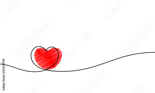 Continuous heart pattern with red hatched heart