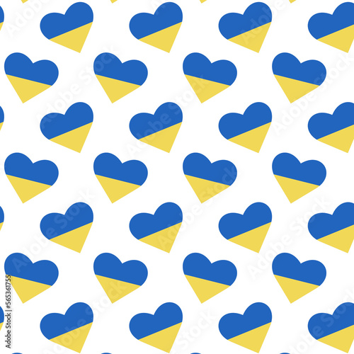 Ukrainian flag heart shaped repeating pattern