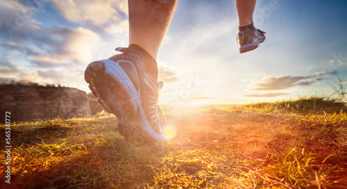 Outdoor cross-country running in morning concept for exercising, fitness and healthy lifestyle