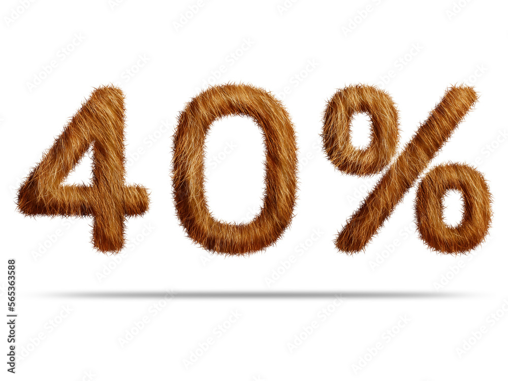40 percent with brown fur texture for special offer discount sale concept