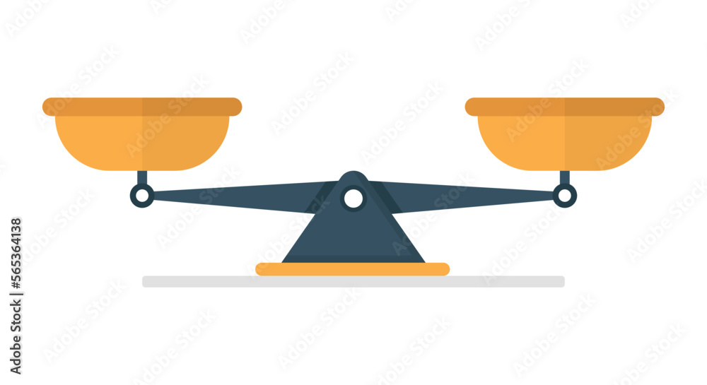 Scale icon in flat style. Weight balance vector illustration on isolated background. Equilibrium comparison sign business concept. Scale icon in flat style. Weight balance vector illustration on isolated background. Equilibrium comparison sign business concept.