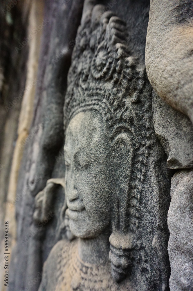 stone relief, stone carving, dancer, temples in asia, cambodia, closeup, culture, memory of the past