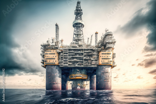 Ölplattform Bohrturm der Schwerölindustrie in der Nordsee Drilling Rig Generative AI Digital Art Illustration photo