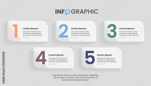 Creative Concept Infographic with 5 Steps, Parts, Options or processes. Business Data Visualization