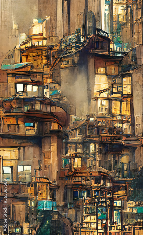 Steampunk building architecture poster ULTRA HD