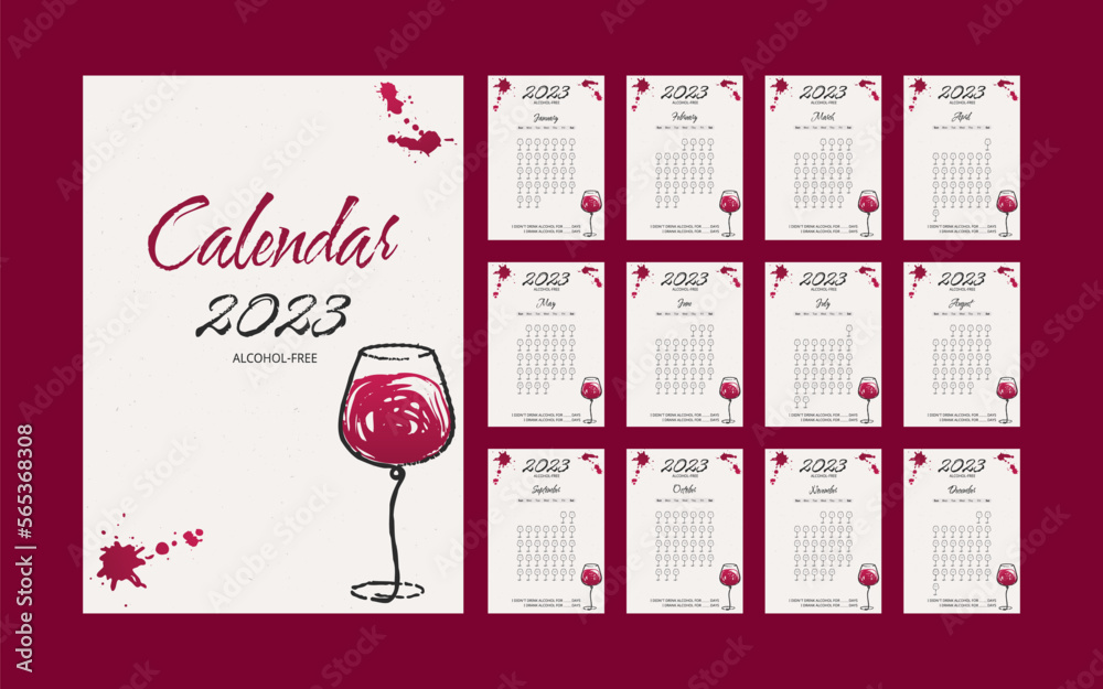 2023 calendar alcohol checklist Habit tracker Quit drinking 2023 calendar alcohol checklist Habit tracker Quit drinking