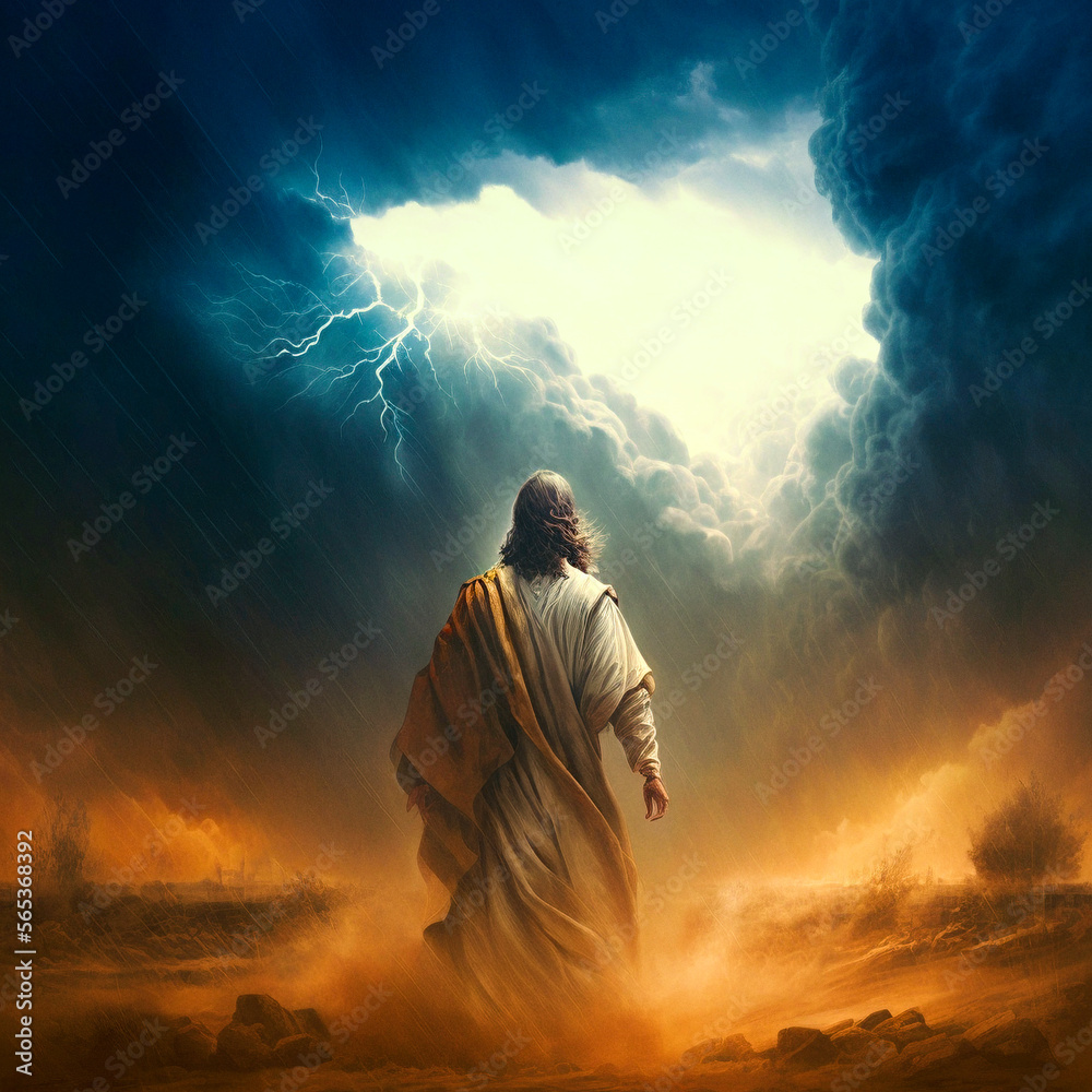 Jesus and The Storm, Wallpaper. Generated by artificial intelligence ...