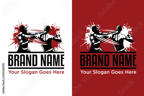 boxing fighting splash illustration logo design